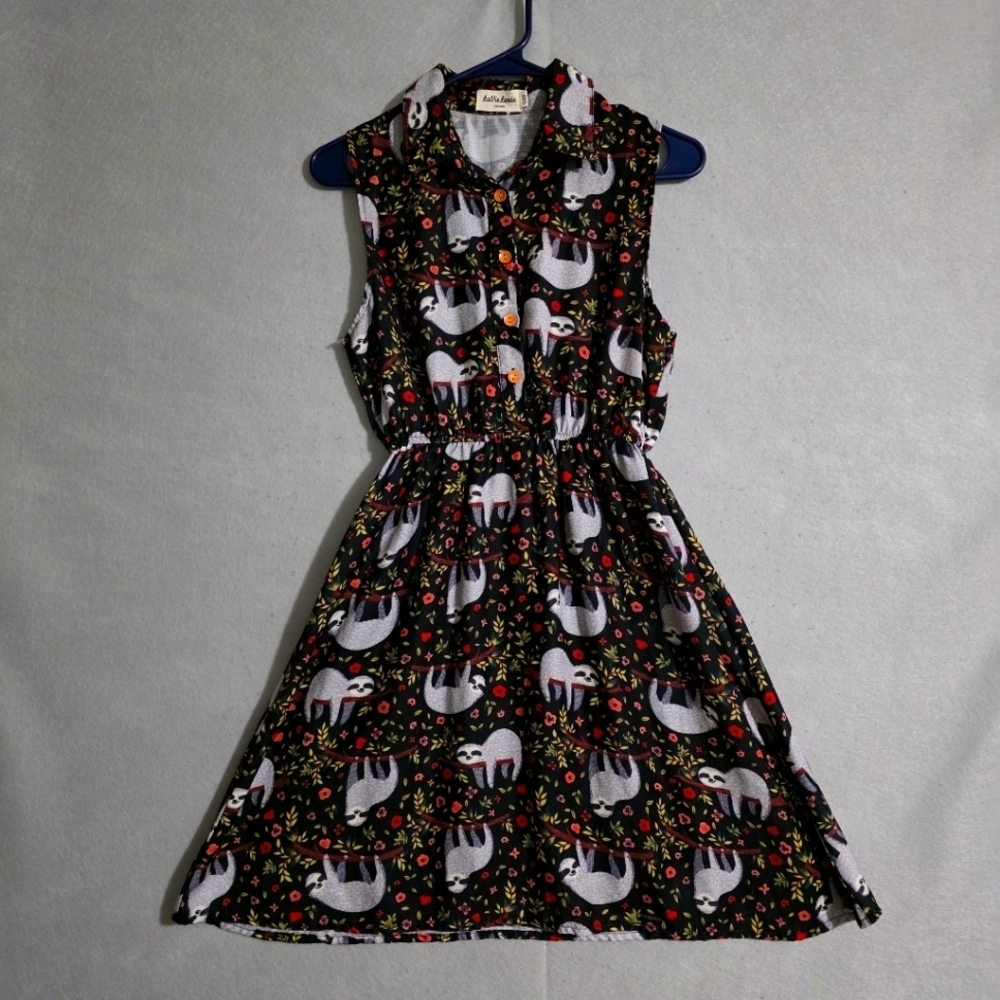 La Vie Lente Womens Sloth Print Dress Size S/M